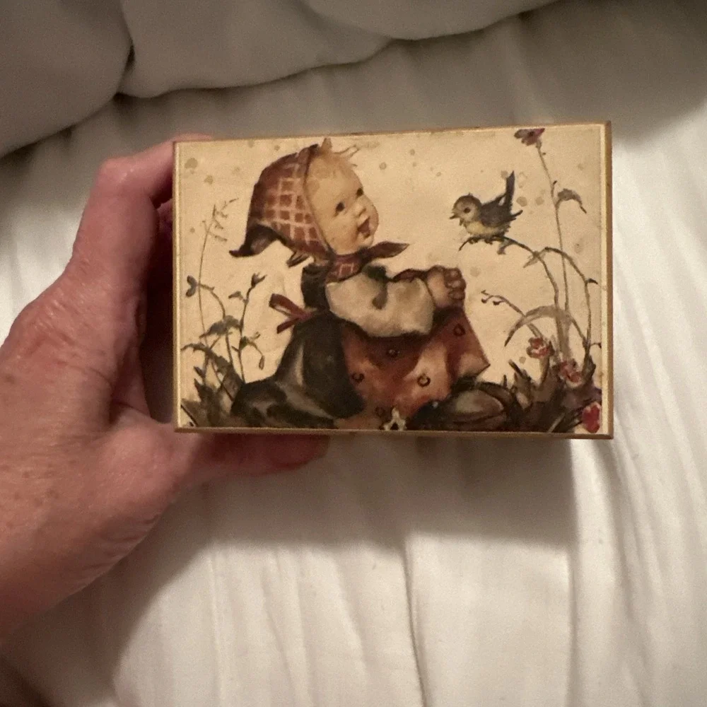 Vintage Reuge Swiss Music Box Wooden Jewelry Trinket Box Working Edelweiss Tune